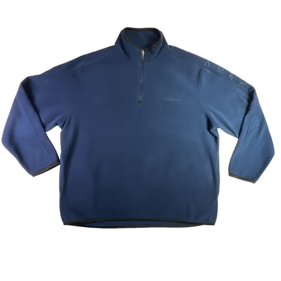 Perry Ellis America Active Fleece Pullover Quarter Zip Sweatshirt XXL Navy Black - Picture 1 of 11